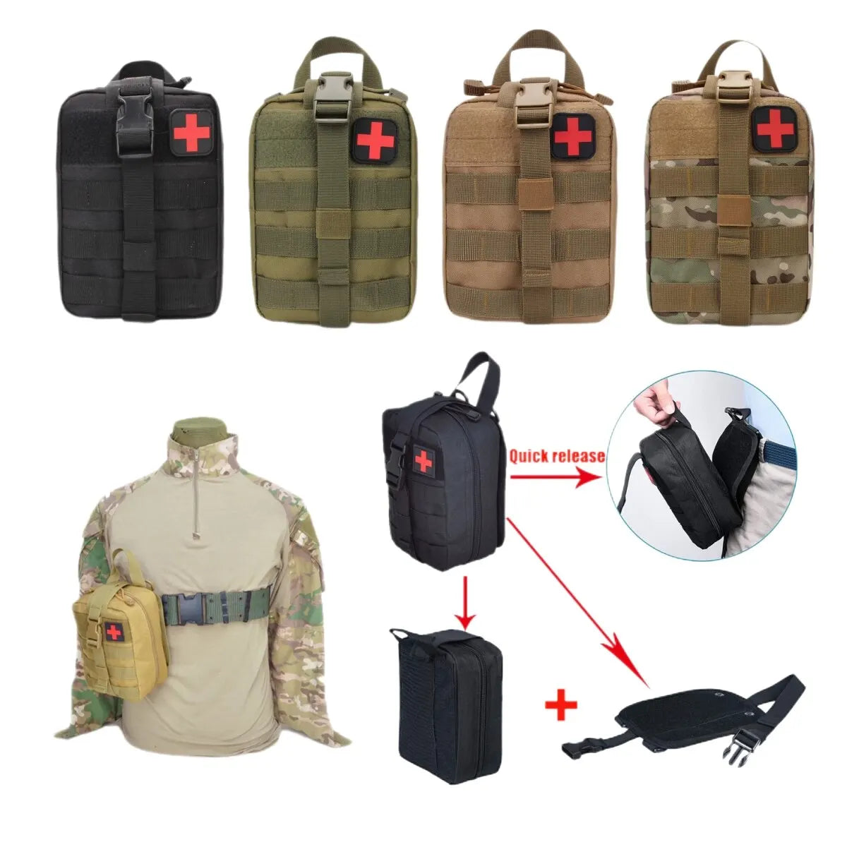 IFAK Outdoor Tactical First Aid Kit with Molle System and Equipment Medical Supplies