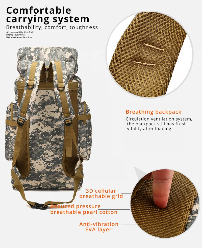 Waterproof Camouflage Backpack - 60L