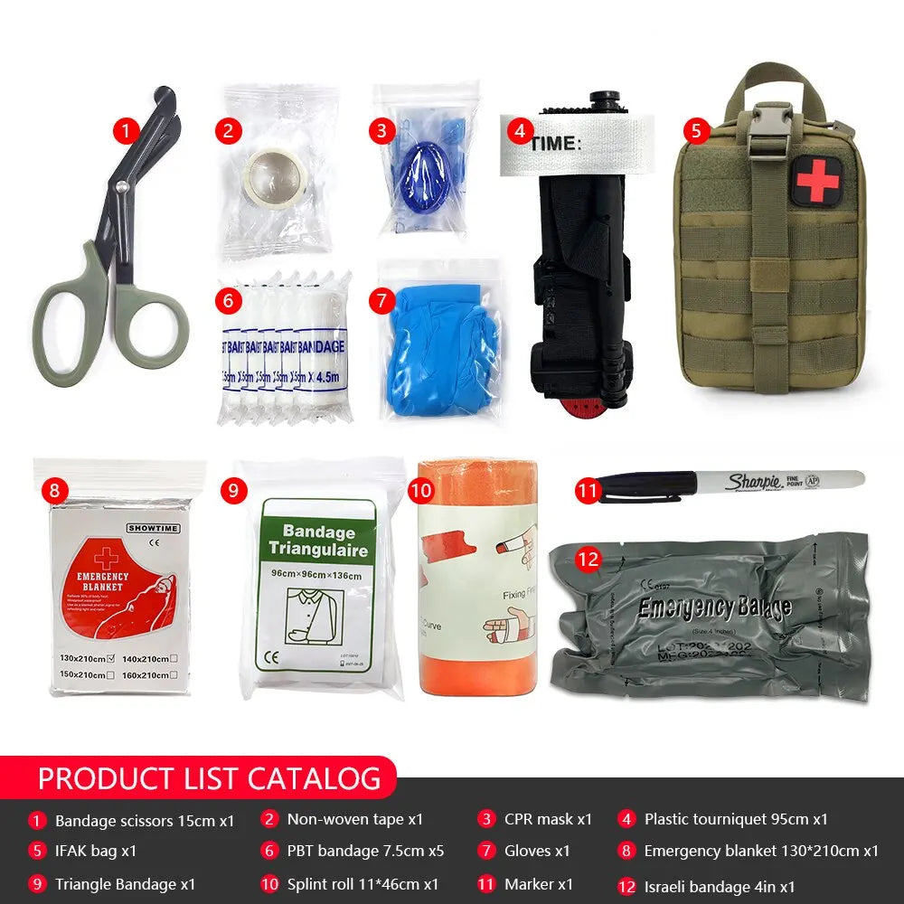 IFAK Outdoor Tactical First Aid Kit with Molle System and Equipment Medical Supplies