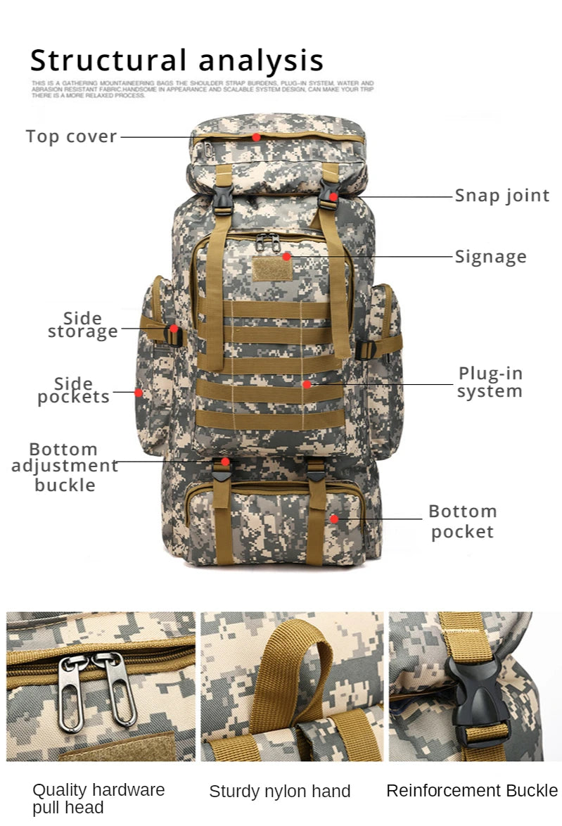 Waterproof Camouflage Backpack - 60L