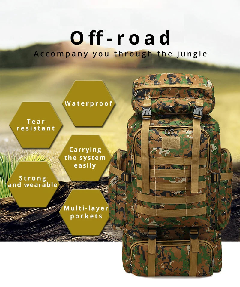 Waterproof Camouflage Backpack - 60L