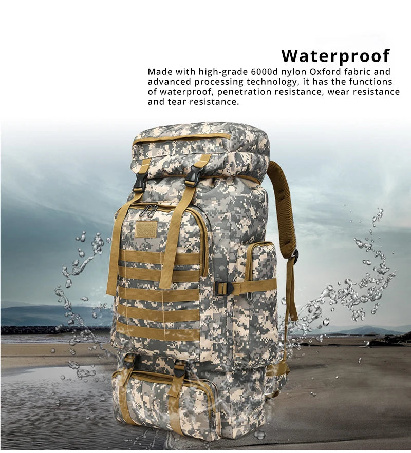 Waterproof Camouflage Backpack - 60L